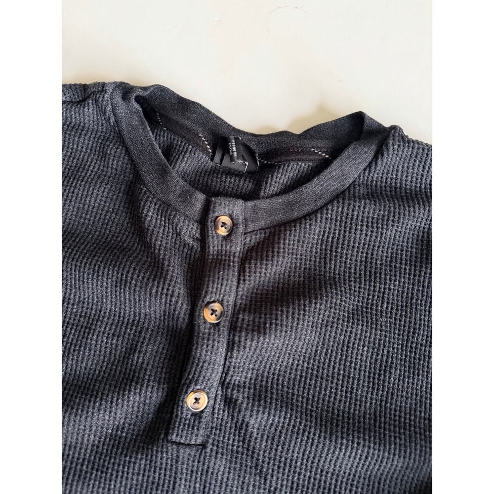 Art Class Boys' Long Sleeve Black waffle Henley Shirt - Size Medium 8/10 - Picture 3 of 4